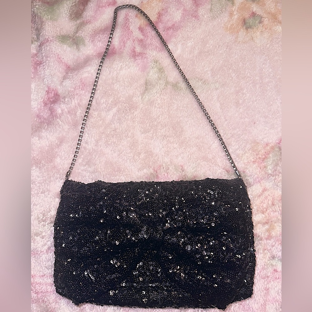 Betsy Johnson Sequin Fold-Over Bow Clutch